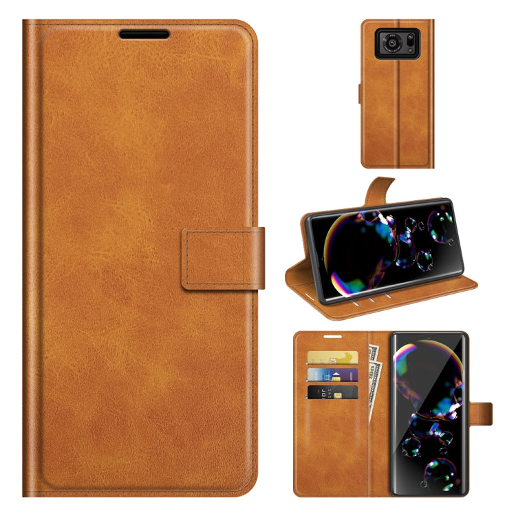 For Sharp Aquos R6 Retro Calf Pattern Buckle Horizontal Flip Leather Case with Holder & Card Slots & Wallet
