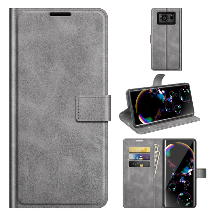 For Sharp Aquos R6 Retro Calf Pattern Buckle Horizontal Flip Leather Case with Holder & Card Slots & Wallet