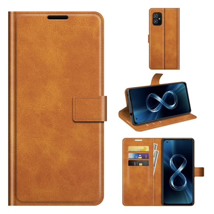 For ASUS Zenfone 8 ZS590KS Retro Calf Pattern Buckle Horizontal Flip Leather Case with Holder & Card Slots & Wallet