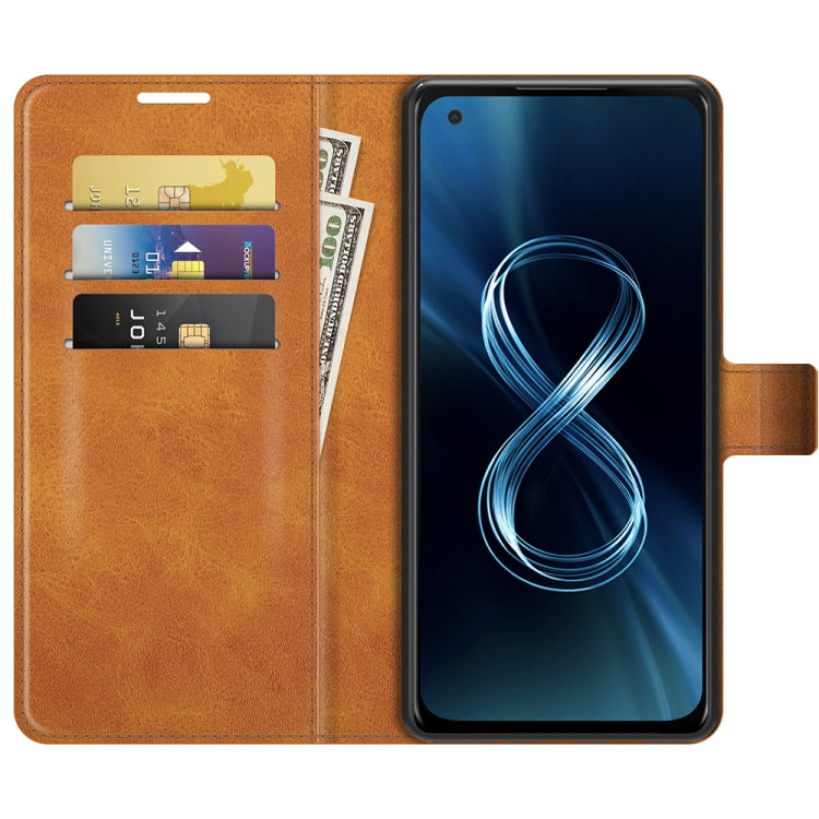 For ASUS Zenfone 8 ZS590KS Retro Calf Pattern Buckle Horizontal Flip Leather Case with Holder & Card Slots & Wallet