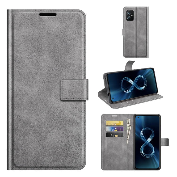 For ASUS Zenfone 8 ZS590KS Retro Calf Pattern Buckle Horizontal Flip Leather Case with Holder & Card Slots & Wallet
