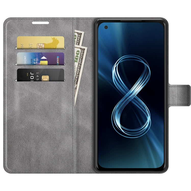 For ASUS Zenfone 8 ZS590KS Retro Calf Pattern Buckle Horizontal Flip Leather Case with Holder & Card Slots & Wallet