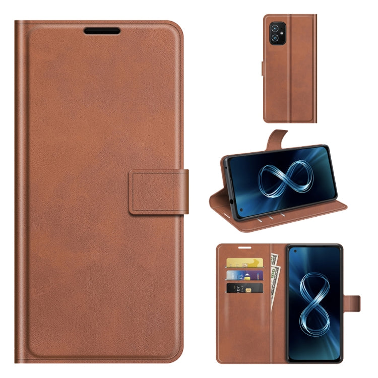 For ASUS Zenfone 8 ZS590KS Retro Calf Pattern Buckle Horizontal Flip Leather Case with Holder & Card Slots & Wallet