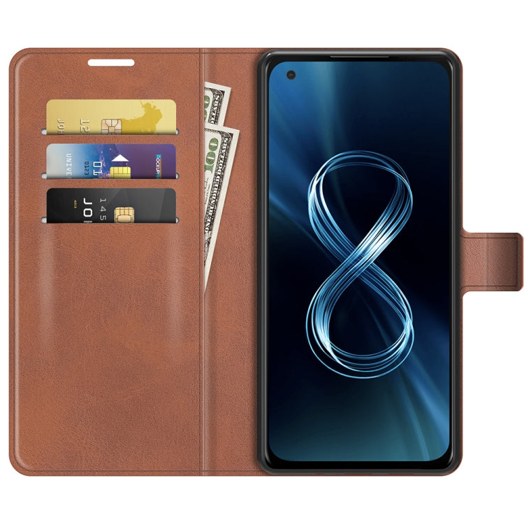 For ASUS Zenfone 8 ZS590KS Retro Calf Pattern Buckle Horizontal Flip Leather Case with Holder & Card Slots & Wallet