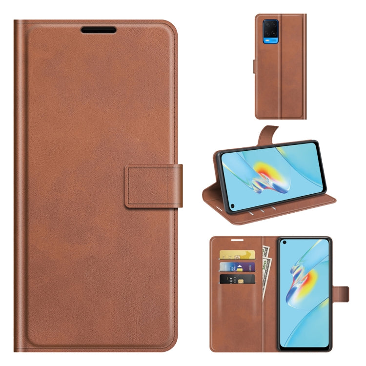 For OPPO A54 4G Retro Calf Pattern Buckle Horizontal Flip Leather Case with Holder & Card Slots & Wallet