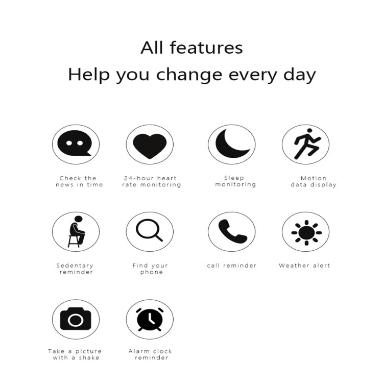 ZERO 0.96inch Color Screen Smart Watch IP68 Waterproof,Support Heart Rate Monitoring/Sleep Monitoring/Call Reminder/Sedentary Reminder
