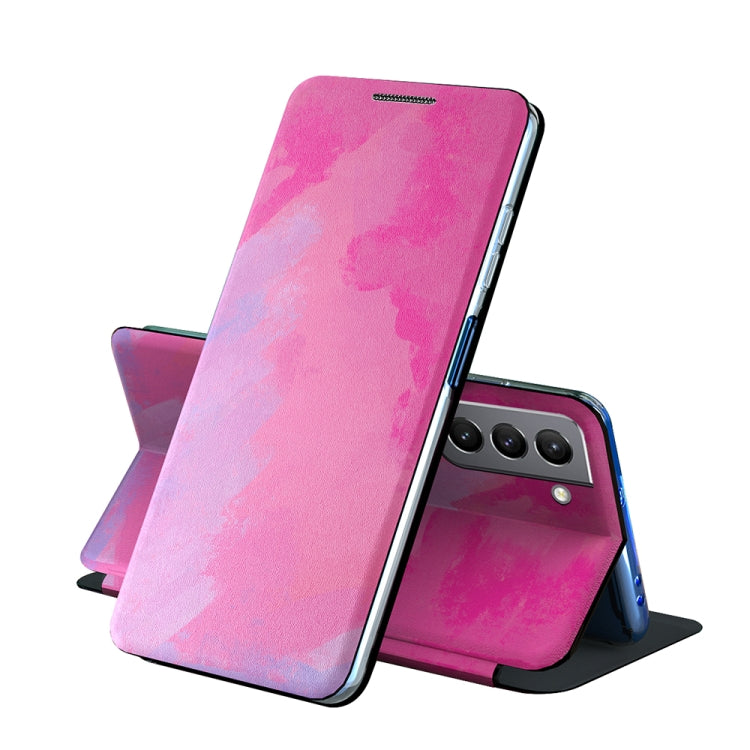 For Samsung Galaxy S21 5G Voltage Watercolor Pattern Skin Feel Magnetic Horizontal Flip PU Leather Case with Holder