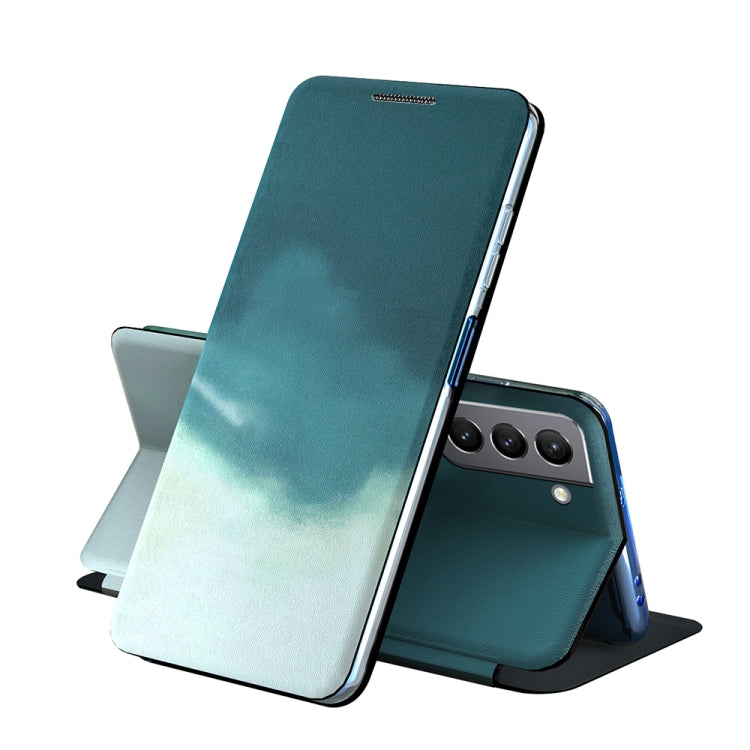 For Samsung Galaxy S21+ 5G Voltage Watercolor Pattern Skin Feel Magnetic Horizontal Flip PU Leather Case with Holder