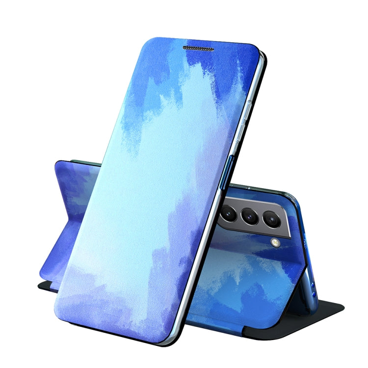 For Samsung Galaxy S21+ 5G Voltage Watercolor Pattern Skin Feel Magnetic Horizontal Flip PU Leather Case with Holder