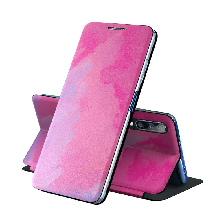 For Samsung Galaxy A70 Voltage Watercolor Pattern Skin Feel Magnetic Horizontal Flip PU Leather Case with Holder