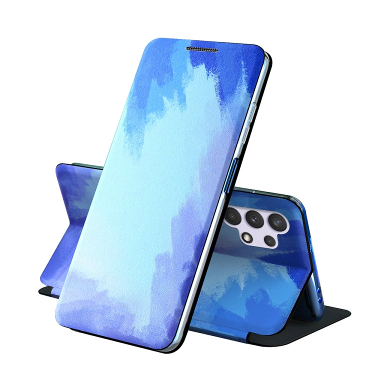 For Samsung Galaxy A32 4G Voltage Watercolor Pattern Skin Feel Magnetic Horizontal Flip PU Leather Case with Holder