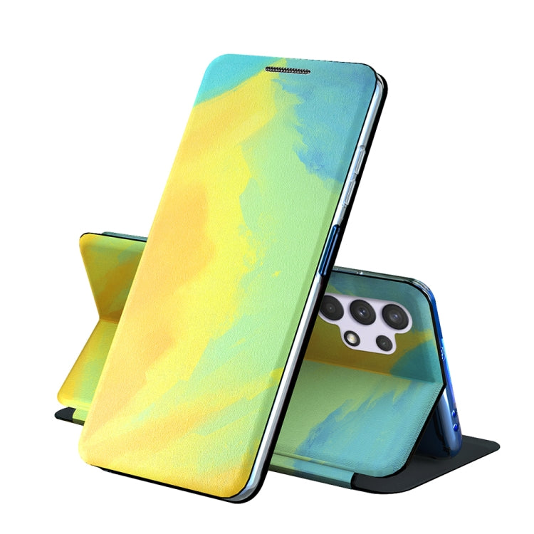 For Samsung Galaxy A32 4G Voltage Watercolor Pattern Skin Feel Magnetic Horizontal Flip PU Leather Case with Holder