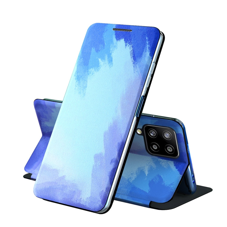 For Samsung Galaxy A12 5G Voltage Watercolor Pattern Skin Feel Magnetic Horizontal Flip PU Leather Case with Holder
