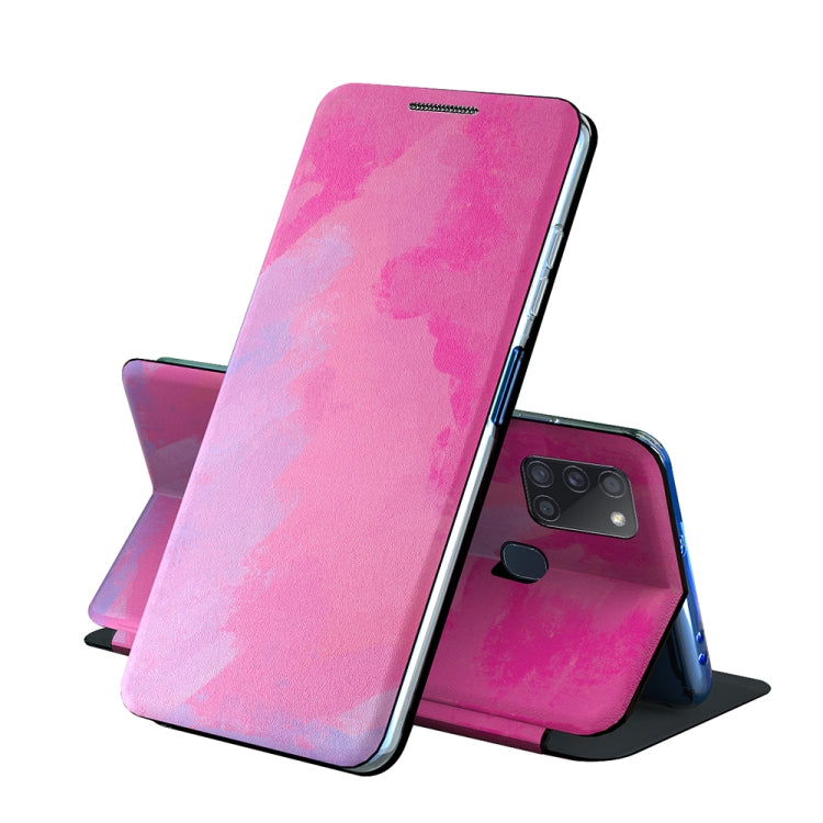 For Samsung Galaxy A21s Voltage Watercolor Pattern Skin Feel Magnetic Horizontal Flip PU Leather Case with Holder