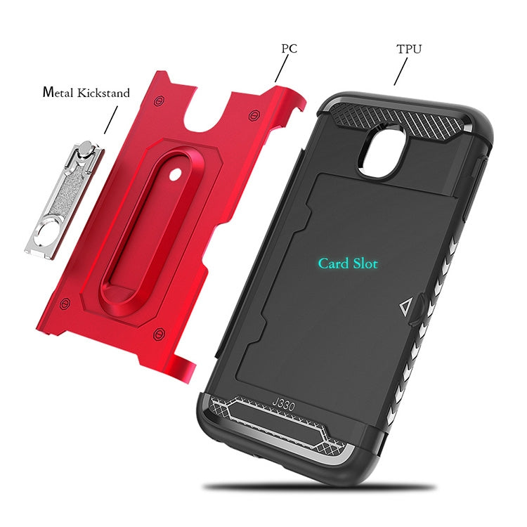 Shockproof PC + TPU Case for Galaxy J3 (2017) / J330 (EU Version), with Holder