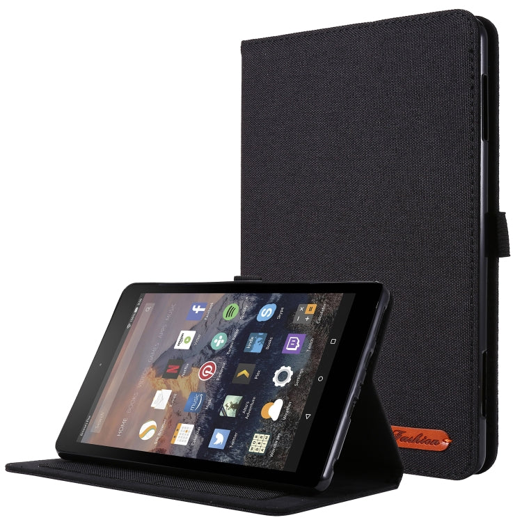 For Amazon Kindle Fire HD 10 2021 Horizontal Flip TPU + Fabric PU Leather Protective Case with Name Card Clip