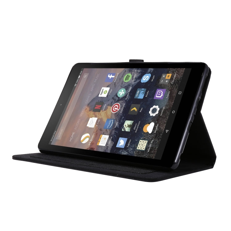 For Amazon Kindle Fire HD 10 2021 Horizontal Flip TPU + Fabric PU Leather Protective Case with Name Card Clip