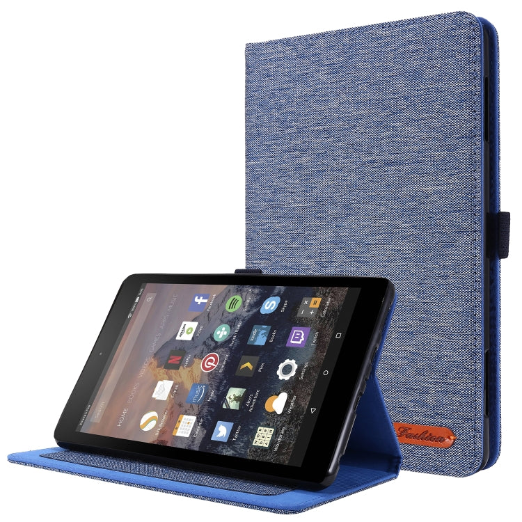 For Amazon Kindle Fire HD 10 2021 Horizontal Flip TPU + Fabric PU Leather Protective Case with Name Card Clip