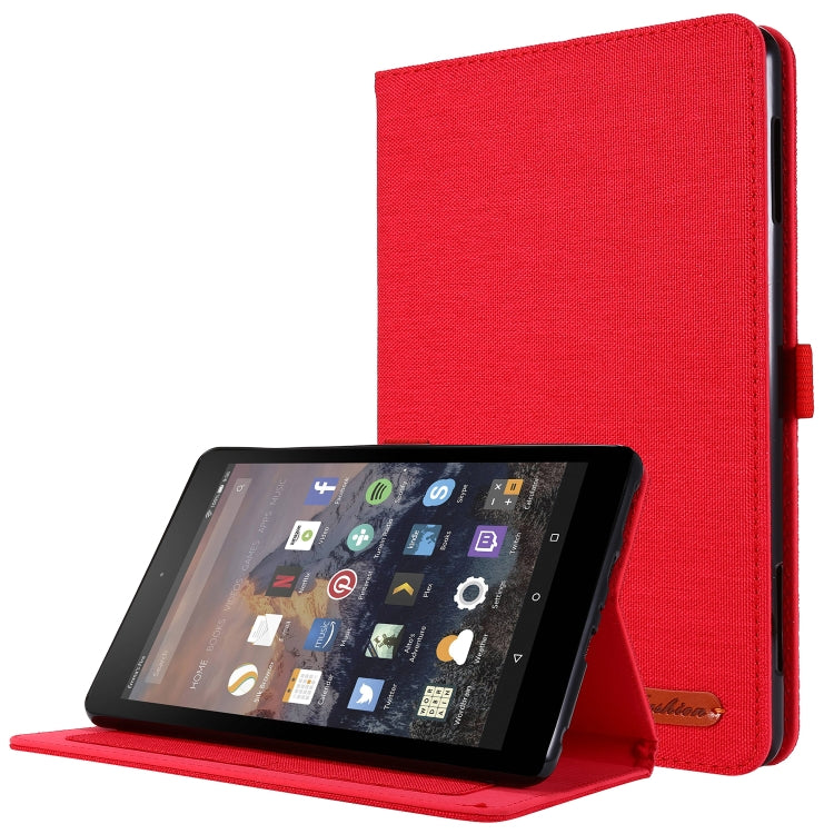 For Amazon Kindle Fire HD 10 2021 Horizontal Flip TPU + Fabric PU Leather Protective Case with Name Card Clip
