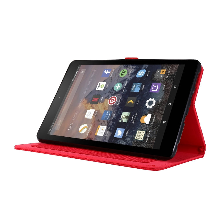 For Amazon Kindle Fire HD 10 2021 Horizontal Flip TPU + Fabric PU Leather Protective Case with Name Card Clip