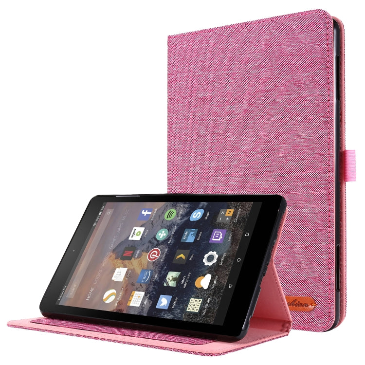 For Amazon Kindle Fire HD 10 2021 Horizontal Flip TPU + Fabric PU Leather Protective Case with Name Card Clip