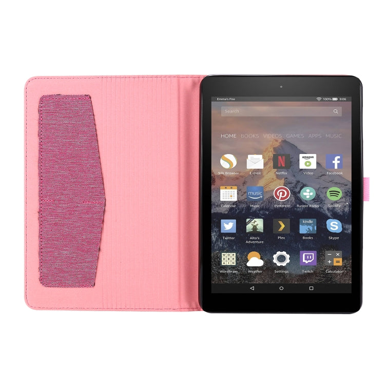 For Amazon Kindle Fire HD 10 2021 Horizontal Flip TPU + Fabric PU Leather Protective Case with Name Card Clip