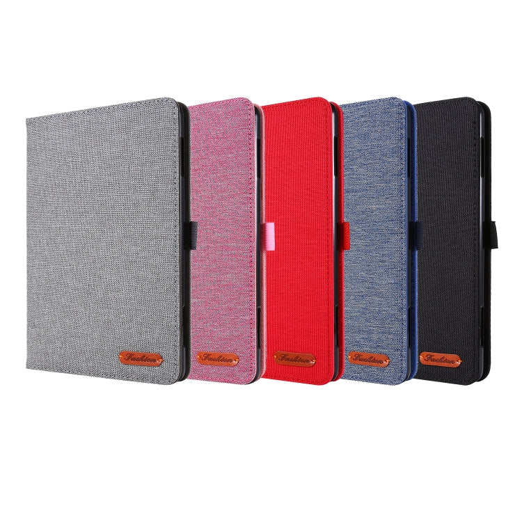 For Amazon Kindle Fire HD 10 2021 Horizontal Flip TPU + Fabric PU Leather Protective Case with Name Card Clip