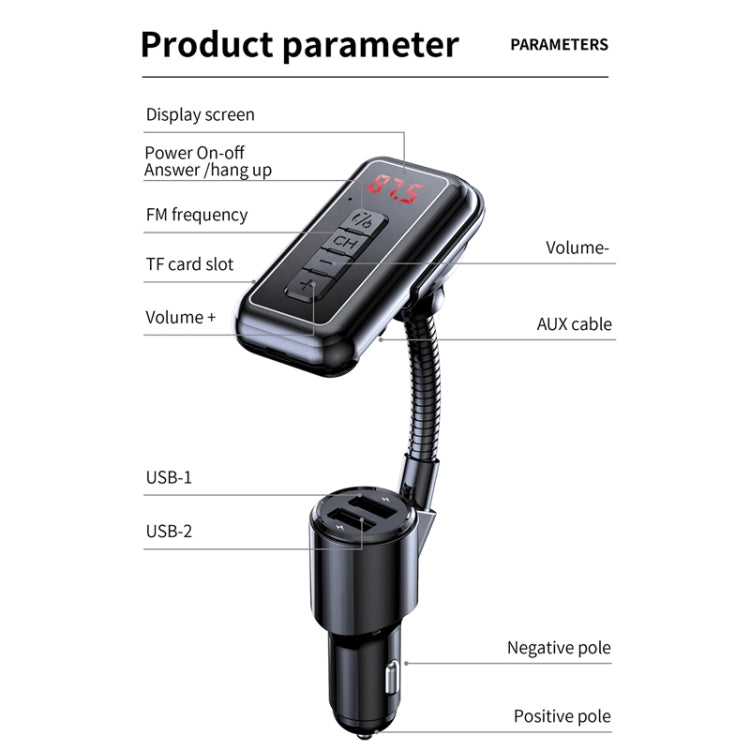 Y4 2 in 1 Car FM Modulator Radio Transmitter 3.1A USB Car Charger Wireless Car Kit Audio Aux MP3