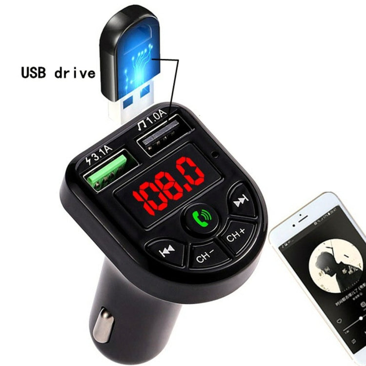 BTE5 Wireless Phone Player MP3 Music Card Audio Receiver FM Transmitter 3.1A Dual USB Fast Charger