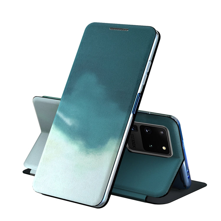For Samsung Galaxy S20 Ultra Voltage Watercolor Pattern Skin Feel Magnetic Horizontal Flip PU Leather Case with Holder