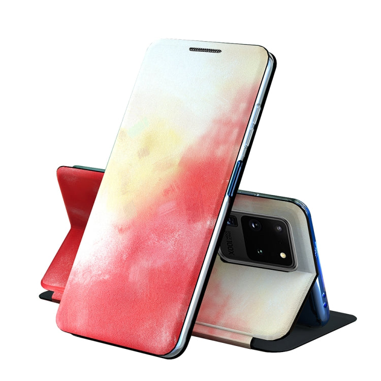 For Samsung Galaxy S20 Ultra Voltage Watercolor Pattern Skin Feel Magnetic Horizontal Flip PU Leather Case with Holder