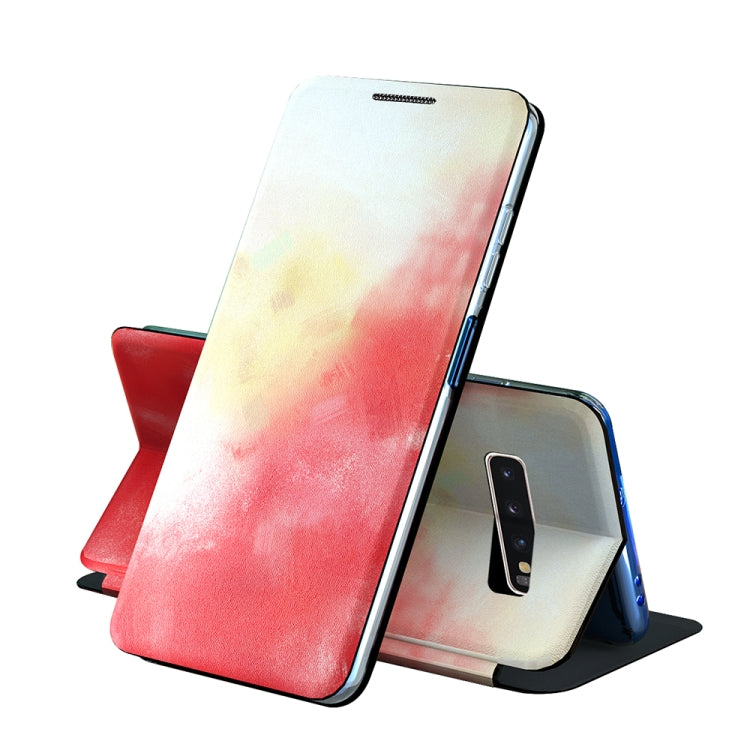 For Samsung Galaxy S10 Voltage Watercolor Pattern Skin Feel Magnetic Horizontal Flip PU Leather Case with Holder