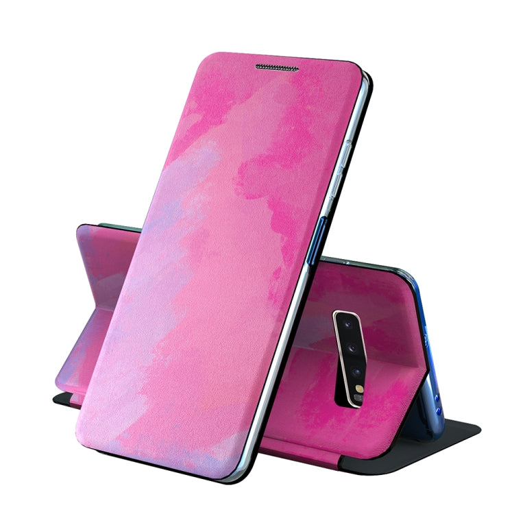 For Samsung Galaxy S10 Plus Voltage Watercolor Pattern Skin Feel Magnetic Horizontal Flip PU Leather Case with Holder