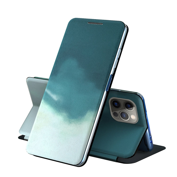 For iPhone 12 Pro Max Voltage Watercolor Pattern Skin Feel Magnetic Horizontal Flip PU Leather Case with Holder