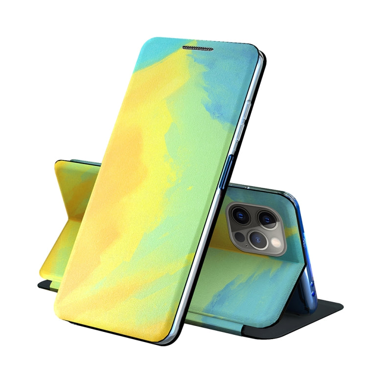 For iPhone 11 Pro Max Voltage Watercolor Pattern Skin Feel Magnetic Horizontal Flip PU Leather Case with Holder