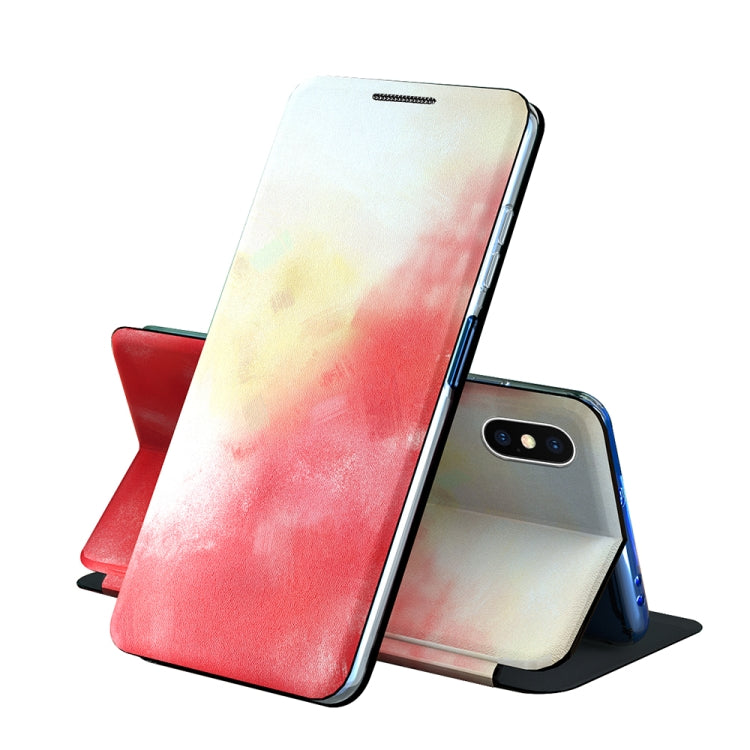 For iPhone XS Max Voltage Watercolor Pattern Skin Feel Magnetic Horizontal Flip PU Leather Case with Holder