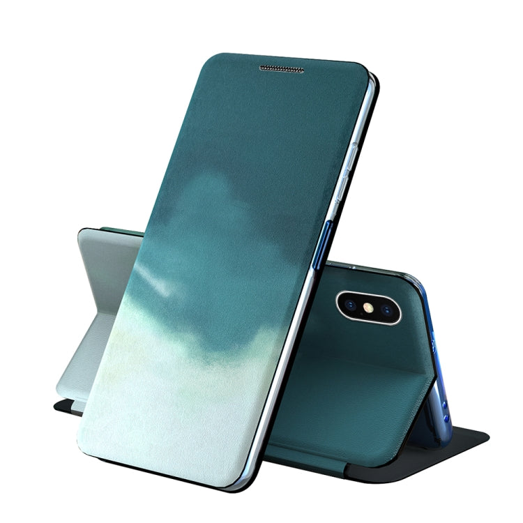 For iPhone XR Voltage Watercolor Pattern Skin Feel Magnetic Horizontal Flip PU Leather Case with Holder