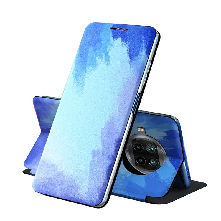 For Xiaomi Mi 10T Lite Voltage Watercolor Pattern Skin Feel Magnetic Horizontal Flip PU Leather Case with Holder