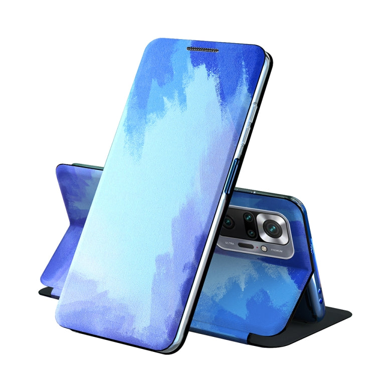 For Xiaomi Poco M3 Voltage Watercolor Pattern Skin Feel Magnetic Horizontal Flip PU Leather Case with Holder