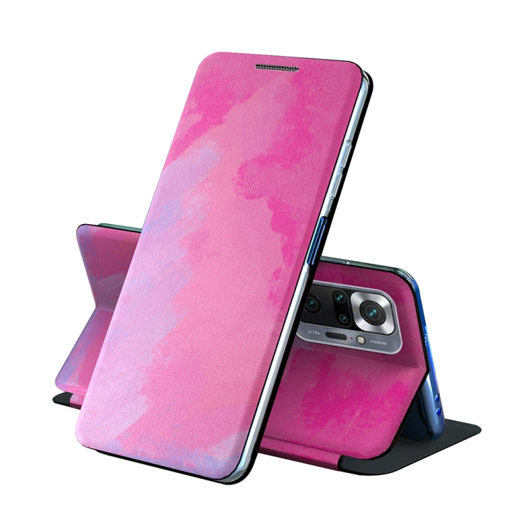 For Xiaomi Mi 10 Lite Voltage Watercolor Pattern Skin Feel Magnetic Horizontal Flip PU Leather Case with Holder