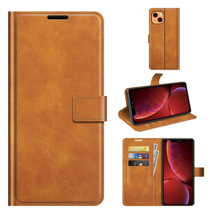For iPhone 13 Retro Calf Pattern Buckle Horizontal Flip Leather Case with Holder & Card Slots & Wallet