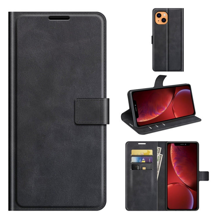 For iPhone 13 mini Retro Calf Pattern Buckle Horizontal Flip Leather Case with Holder & Card Slots & Wallet