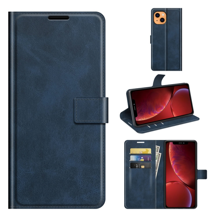 For iPhone 13 mini Retro Calf Pattern Buckle Horizontal Flip Leather Case with Holder & Card Slots & Wallet