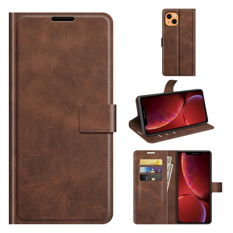 For iPhone 13 mini Retro Calf Pattern Buckle Horizontal Flip Leather Case with Holder & Card Slots & Wallet