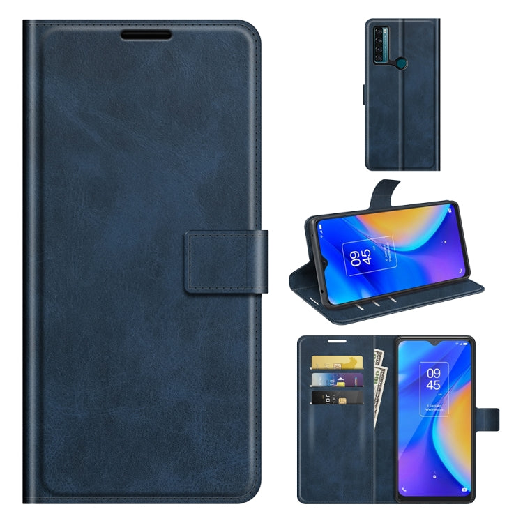 For TCL 20 SE Retro Calf Pattern Buckle Card Wallet Left and Right Flip Phone Holster with Bracket Function