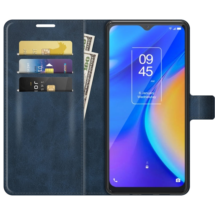 For TCL 20 SE Retro Calf Pattern Buckle Card Wallet Left and Right Flip Phone Holster with Bracket Function