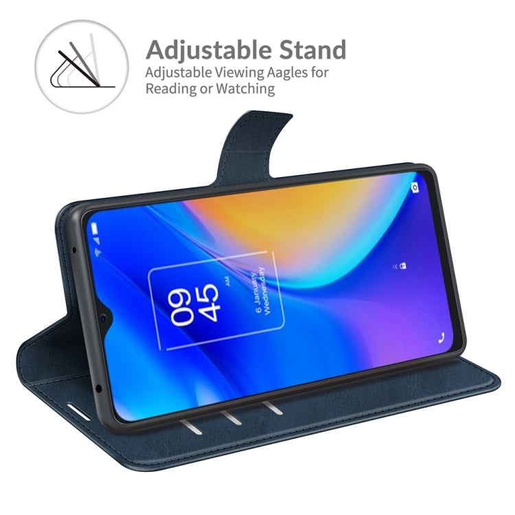 For TCL 20 SE Retro Calf Pattern Buckle Card Wallet Left and Right Flip Phone Holster with Bracket Function