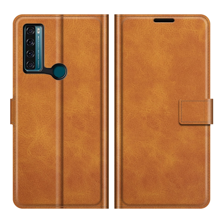 For TCL 20 SE Retro Calf Pattern Buckle Card Wallet Left and Right Flip Phone Holster with Bracket Function