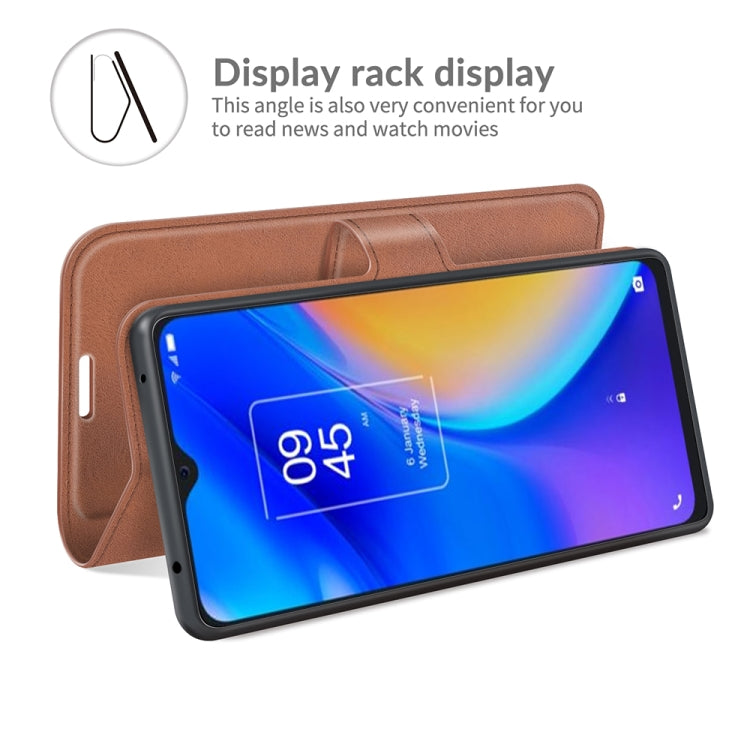 For TCL 20 SE Retro Calf Pattern Buckle Card Wallet Left and Right Flip Phone Holster with Bracket Function