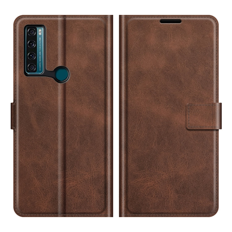 For TCL 20 SE Retro Calf Pattern Buckle Card Wallet Left and Right Flip Phone Holster with Bracket Function